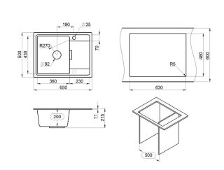 Мойка кухонная Granula 6503, ТУРМАЛИН